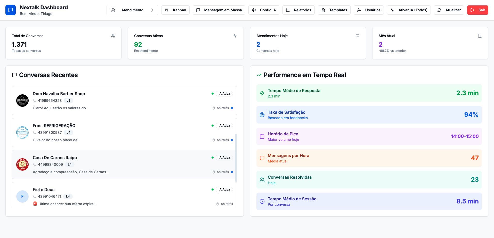 Dashboard Web Nextalk